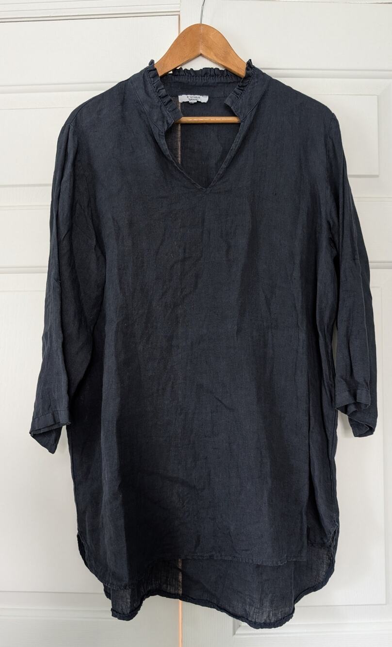 Rosemarine Navy Linen Tunic Top